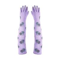 Footmate UV Sun Protection Hand Gloves Breathable Material Elbow Length Combed Cotton Spandex Lightweight Soft Long Winter Summer Driving Gloves For Women?s/Girls-Free Size- Purple -Pack 2-thumb1