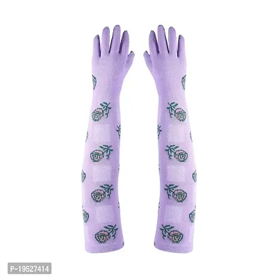Footmate UV Sun Protection Hand Gloves Breathable Material Elbow Length Combed Cotton Spandex Lightweight Soft Long Winter Summer Driving Gloves For Women?s/Girls-Free Size- Purple -Pack 2-thumb2