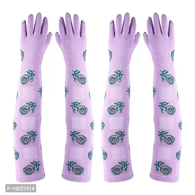 Footmate UV Sun Protection Hand Gloves Breathable Material Elbow Length Combed Cotton Spandex Lightweight Soft Long Winter Summer Driving Gloves For Women?s/Girls-Free Size- Purple -Pack 2-thumb0