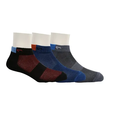 Footmate Men's Low-cut Socks | Cotton with Spandex Material Socks for Running, Sports, Gym - (Qty/Color as per image) (Pack of 3)