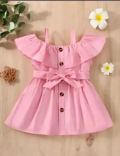 Cute Solid A-Line Frock For Baby Girls