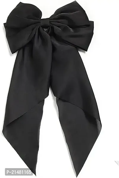 Korean long heavy quality silk satin bow clip for women and girls fashion-thumb4