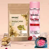 Multani Mitti face Powder 200G + Rose Water 100ML Gulab Jal Combo Pack-thumb1