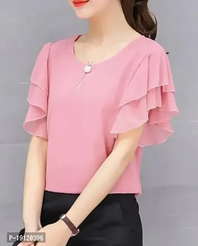 ruffle sleeves top combo-thumb3