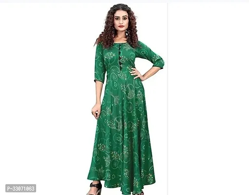 Stylish Green Viscose Rayon Printed Maternity Kurta For Women-thumb0