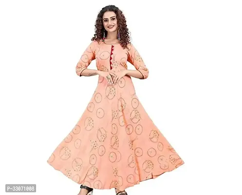 Stylish Pink Rayon Printed Kurta For Women-thumb0