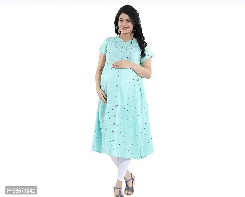 Stylish Blue Viscose Rayon Printed Maternity Kurta For Women-thumb0