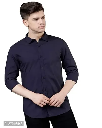 Elegant Purple Cotton Solid Long Sleeves Formal Shirts For Men-thumb0