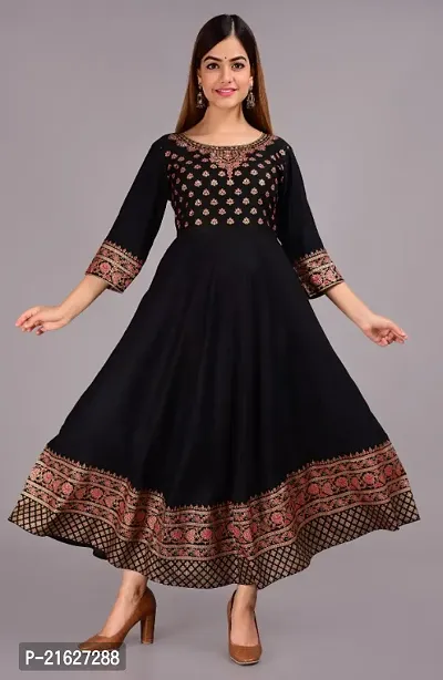 Women Rayon Printed Anarkali Kurta-thumb0