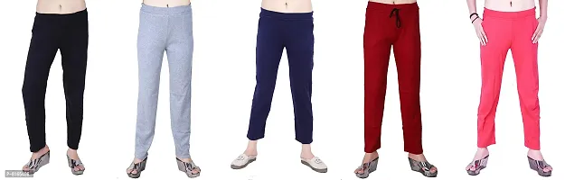 "(Packof 5) Women's/Girls/Ladies Hot/Stylish Raju Addi Black, Grey, Maroon, Pink & Blue Tight/track pant/jogger for gym/work out/Sports/Lounge Wear/Night Wear & other purpose"
