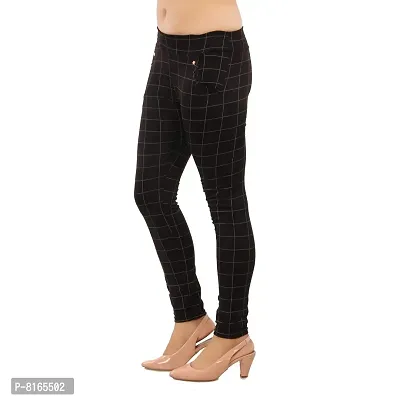 MUKHAKSH (Pack of 1) Women/Girls/Ladies Hot/Stylish/Latest Black Check Jegging/Trouser/Bottom for College/Casual/Office  Party wear-thumb2