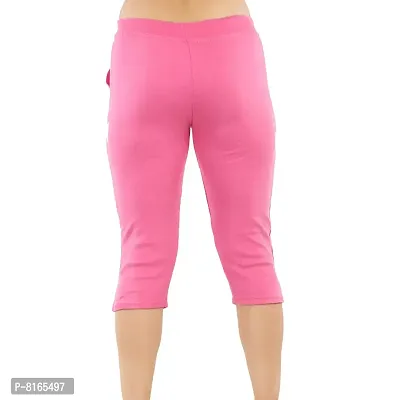 MUKHAKSH (Pack of 1) Women/Girls/Ladies Hot/Stylish Raju Pink Capri 3/4 for Gym/Work Out/Sports/Casual  Party wear-thumb2