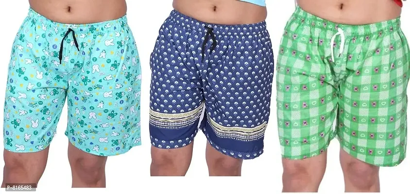 MUKHAKSH (Pack of 3) Women's/Girls/Ladies Hot/Stylish Soft Cotton Printed Export Quality Women Shorts with Pockets/Lounge Shorts/Night Shorts/Nikar for Women, Prints May Vary-thumb0