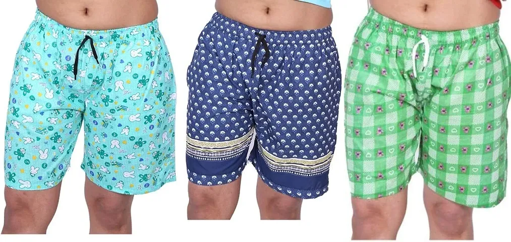 MUKHAKSH (Pack of 3) Women's/Girls/Ladies Hot/Stylish Soft Export Quality Women Shorts with Pockets/Lounge Shorts/Night Shorts/Nikar for Women, Prints May Vary