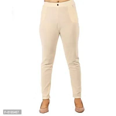 MUKHAKSH (Pack of 1) Women/Girls/Ladies Hot/Stylish ATC Cream Jegging for Casual wear  Party Wear-thumb0