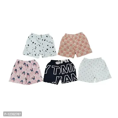 Classic Cotton Printed Shorts for Unisex, Pack of 5