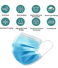 3 Ply Protective Pharmaceutical Disposable Surgical Face Mask for Anti-Bacteria, Dust Removal, Anti-Pollution with softest earloops(3 Ply Mask, Blue Color, Pack of 100 pcs)-thumb2