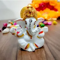 Ganesha Idol for Car Dashboard and Home Temple Decoration | Ganesha Statue | Ganesh ji Murti | Ganesh Chaturthi Decoration (Poly Resin, Pack of 1 pc)-thumb2