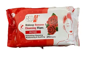 Makeup Remover  Cleansing Wipes, Aloevera and Rose Flavour, Refreshing Cleansing Moisturizing and Soothing Face Wipes | Multipurpose Face Wipes | (Pack of 2, 25 sheets per pack, Aloevera and Rose)-thumb1