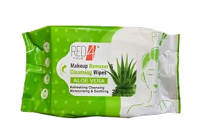 Makeup Remover  Cleansing Wipes, Aloevera  Sunscreen Flavour, Refreshing Cleansing Moisturizing  Soothing Face Wipes | Multipurpose Face Wipes | (Pack of 2, 25 sheets per pack, Aloevera  Sunscree)-thumb1