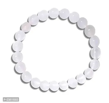 Uniqon (Stretchable) White  Colour 8mm Moti Pearl Bead Natural Feng-Shui Healing Howlite Crystal Gem Stone Wrist Band Elastic Bracelet For Unisex-thumb0