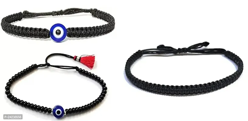 Black Thread With Blue Evil Eye Bracelet Unisex-thumb0