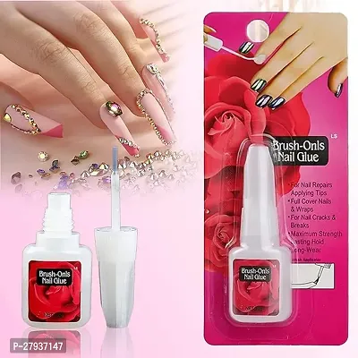 QNAM Nail Glue For Artificial Nails Tips with Brush Nail Glue Instant Dry Feature for Designer Nails 10 grams ndash; Set of 3Pieces-thumb2