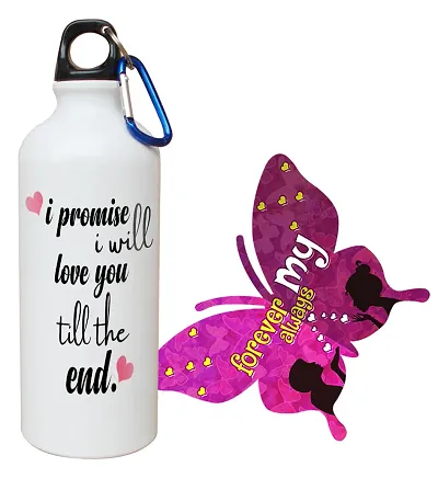 Valentine Gifting Combo Printed Bottle with Greeting Card