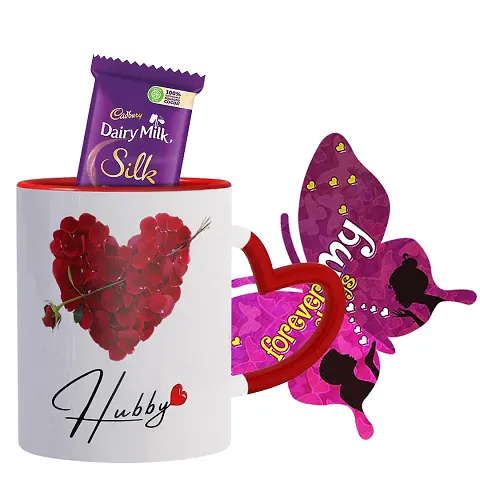 Valentine Gifting Combo Printed Mug with Greeting Card and Chocolate