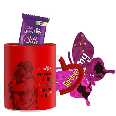 Valentine Gifting Combo Printed Mug with Greeting Card and Chocolate