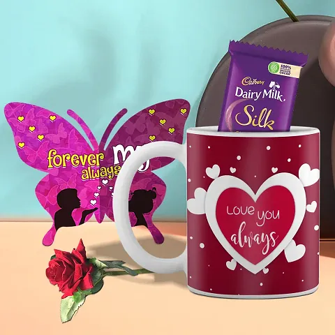 Valentine Combo Mug With Card, Chocolate And Rose