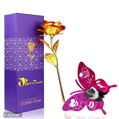 Gold Rose with Butterfly Shaped Greeting Card