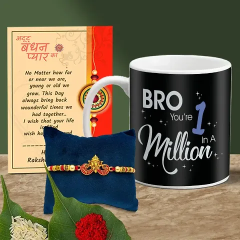 Rakhi Gift Printed Coffee Mug with Rakhi, Greeting Card