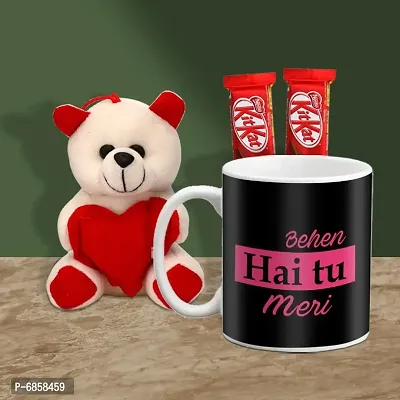 Rakhi Gift for Sister Printed Coffee Mug with Cute Little Teddy and 2 Chocolates-thumb0