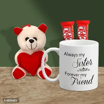 Rakhi Gift for Sister Printed Coffee Mug with Cute Little Teddy and 2 Chocolates-thumb0