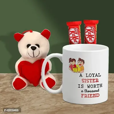 Rakhi Gift for Sister Printed Coffee Mug with Cute Little Teddy and 2 Chocolates-thumb0