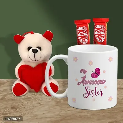 Rakhi Gift for Sister Printed Coffee Mug with Cute Little Teddy and 2 Chocolates-thumb0