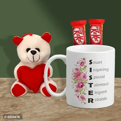 Rakhi Gift for Sister Printed Coffee Mug with Cute Little Teddy and 2 Chocolates-thumb0