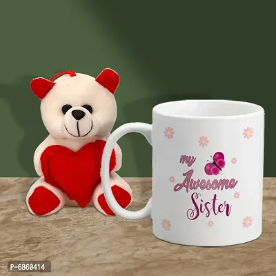 Rakhi Gift for Sister Printed Coffee Mug with Cute Little teddy-thumb0