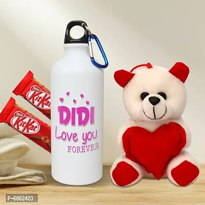 Rakhi Gift for Sister Printed Shipper bottle with Cute little Teddy, 2 Chocolate