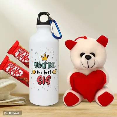 Rakhi Gift for Sister Printed Shipper bottle with Cute little Teddy, 2 Chocolate