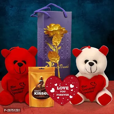 sky trends Valentine gifts Chocolate pack combo with couple gift teddy combo Rose Artificial Gift Hamper-07-thumb0