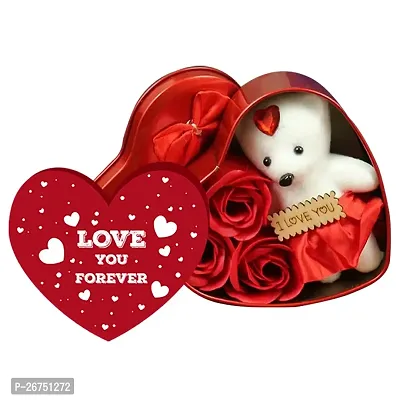 sky trends Valentine gifts combo with couple gift teddy combo Rose Artificial Gift Hamper-09