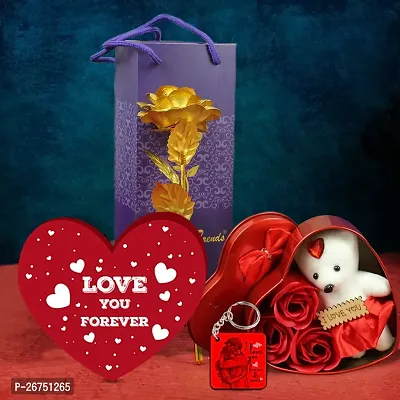 sky trends Valentine gifts combo with couple gift teddy combo Rose Artificial Gift Hamper-03