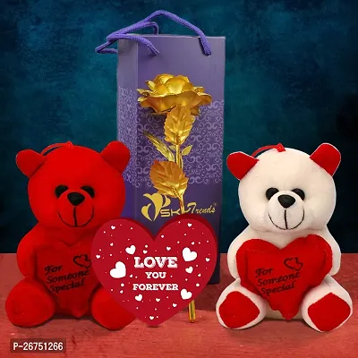 sky trends Valentine gifts combo with couple gift teddy combo Rose Artificial Gift Hamper-04