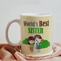 World's Best Sister Rakhi Gift for Sister Printed Coffee Mug, Teddy, Chocolate, Keychain-thumb2