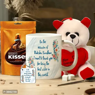 On The occaision of Rakhi Gift for Sister Printed Coffee Mug, Teddy, Chocolate, Keychain