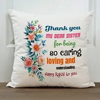 Thank You My Dear Sister Rakhi Gift for Sister Printed Cushion Cover with Filler-thumb1