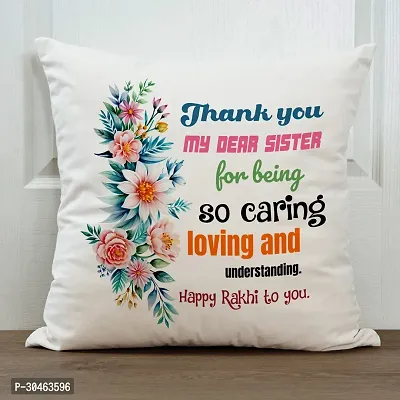 Thank You My Dear Sister Rakhi Gift for Sister Printed Cushion Cover with Filler-thumb2