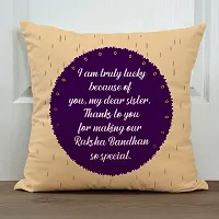 I am Truly Lucky Rakhi Gift for Sister Printed Cushion Cover with Filler-thumb1